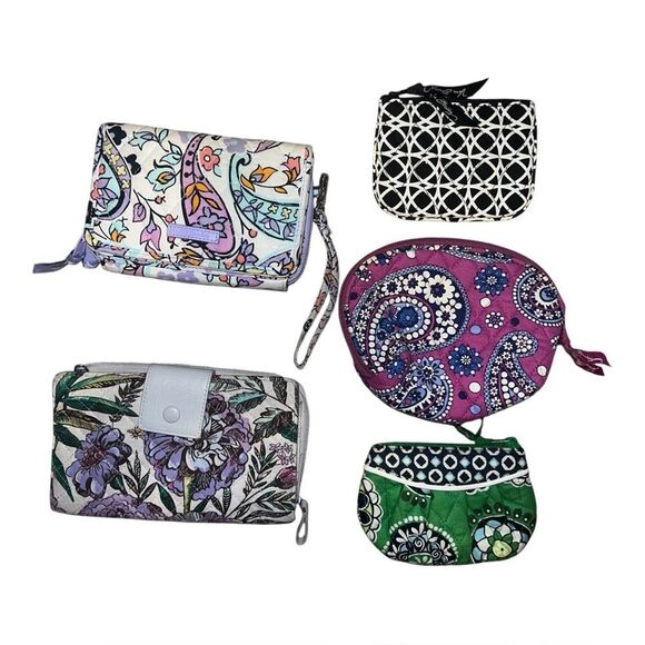 Vera Bradley Lot of 5 Wallets & Small Bags Cupcakes Green Lavender Meadow GUC - Picture 1 of 13